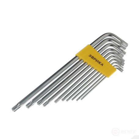 Набор ключей TORX ER-15101XLT: Г-образных экстра длинных T9-T50 10пр. ЭВРИКА /1/12/60