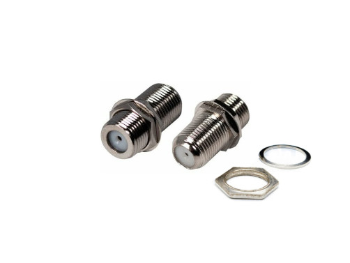 Переходник гнездо F - гнездо F "Бочка" с кольцом и гайкой Ripo с никелевым напылением (5шт. в упк)