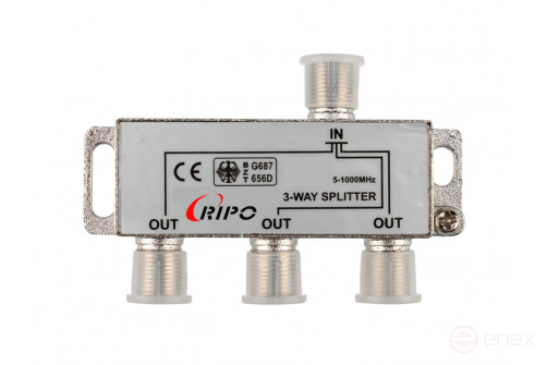 Сплиттер (делитель) TV Ripo на 3 направления под F разъемы 5-1000 MHz.