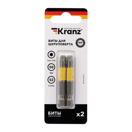 Бита для шуруповерта Torx T30х50 мм (2 шт./уп.) Kranz