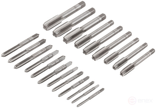 Метчики, легированная сталь Профи 21 шт. М3-М12, металлический кейс