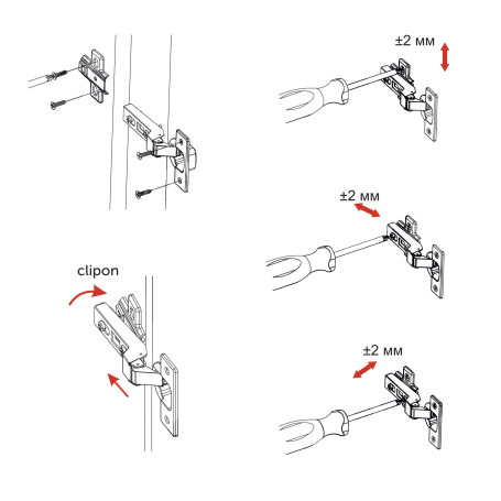 Петля полунакладная с доводчиком 45мм h0 clip-on AKS