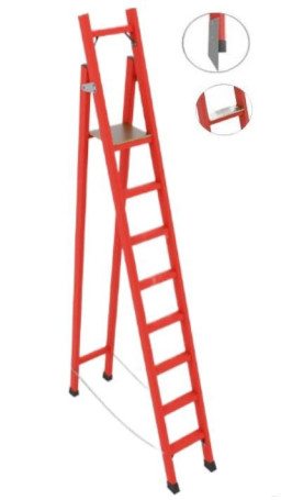 CCC-2.8TSM dielectric stepladder with symmetrical support, Telecom, wide steps, metal ends (Soft ground), h=2800mm, h of the working platform=1900mm, steps.8