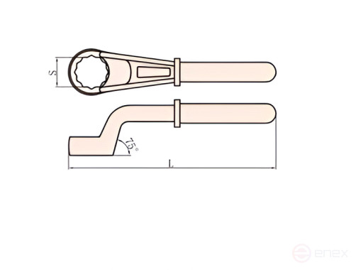 Socket wrench for extension 30 mm intrinsically safe alloy AlCu 164A-30, HORTZ