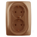 Розетка ЭРА Серия 12 12-2108-14 2X2P+E Schuko со шторками 16A-250В IP20 медь