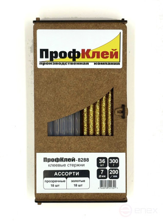 Клеевые стержни ПрофКлей-8288 ассорти (прозрачные - золото), 7х200 мм, 36 шт, 300 г