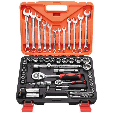 Tool Set 61 Pieces 1/4" 1/2" Ratchet Tool Set for Car GOODKING Y-10061