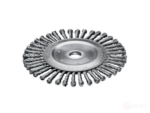 Щетка дисковая жгутовая, Д200 мм, ширина 6 мм, 40 жгутов, стальная прямая провоолка STH 0,50 мм, посадочное отверстие 25,4 мм