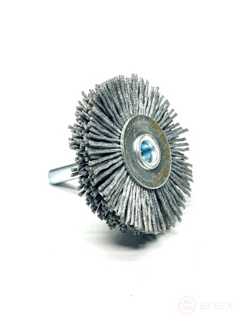 Cylindrical corrugated brush, D40*15 mm, shank 6 mm, nylon abrasive SIC K 120/1,1 mm