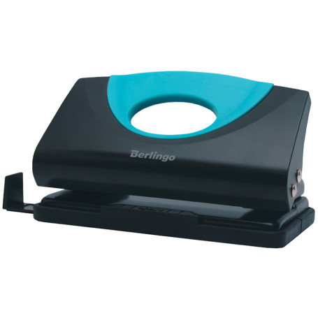 Berlingo "Office Soft" hole punch 10 l., plastic, blue, with ruler