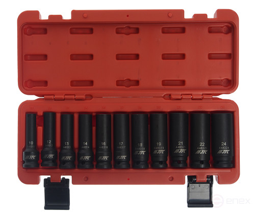 Набор головок торцевых 1/2" 12-ти гранных 10-24мм ударных глубоких 11 предметов JTC