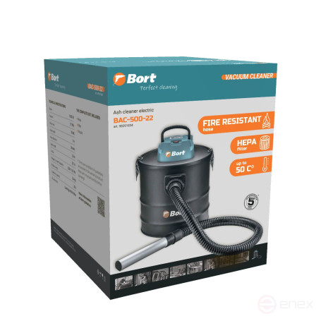 Electric vacuum cleaner BORT BAC-500-22 for ash collection