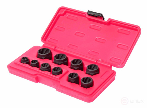 Набор головок для поврежденных болтов и гаек 8-19мм 10 предметов в кейсе JTC