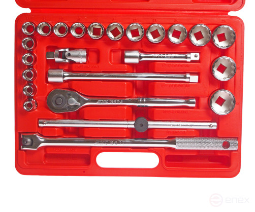 Set of 1/2" 12-sided end heads 10-32mm 24 pieces in a JTC case