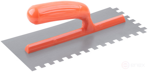 Гладилка стальная с пластиковой ручкой, 280х130 мм зубчатая, зуб 10х10 мм