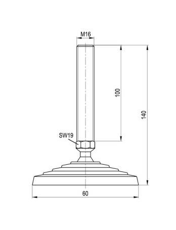 Регулируемая опора M12x45 до 800 кг нерж. сталь Алтервиа A00021.1204512045
