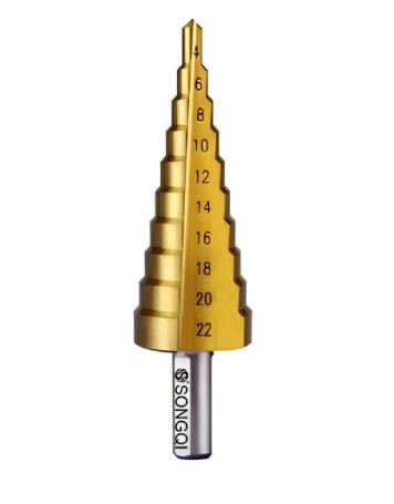Сверло ступенчатое, прямая канавка HSS-E Ø4-20мм SONGQI