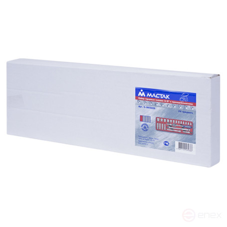 Набор торцевых головок 3/8” с принадлежностями, ложемент, 22 предмета МАСТАК 5-003222