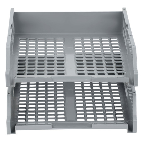 Лоток для бумаг горизонтальный СТАММ "Strong", набор 2шт., на метал. стержнях, серый