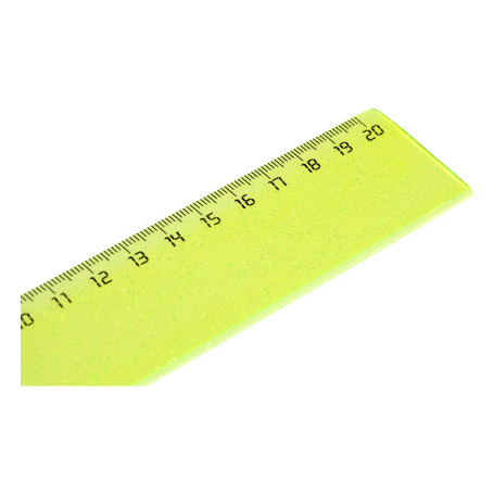 Ruler 20cm STAMM "Neon Crystal", wide, plastic, with sequins, assorted