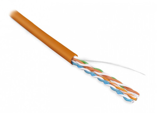 UUTP4-C5E-S24-IN-LSZH-OR-100 (100 m) Twisted pair cable, no screen. U/UTP, category 5e, 4 pairs (24 AWG), single core (solid), LSZH, ng(A)-HF, -20°C – +75°C, orange - warranty: 15 years component, 25 years system