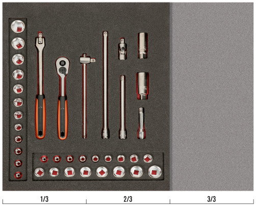 Fit&Go Набор торцевых головок 3/8 в ложементе, 38 предметов