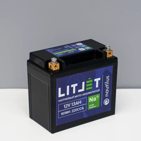 Натриевый стартовый мото аккумулятор 12V 13Ah 161Wh 220CCA YTX14A L+