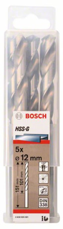 Свёрла по металлу HSS-G, DIN 338 12 x 101 x 151 mm, 2608595081