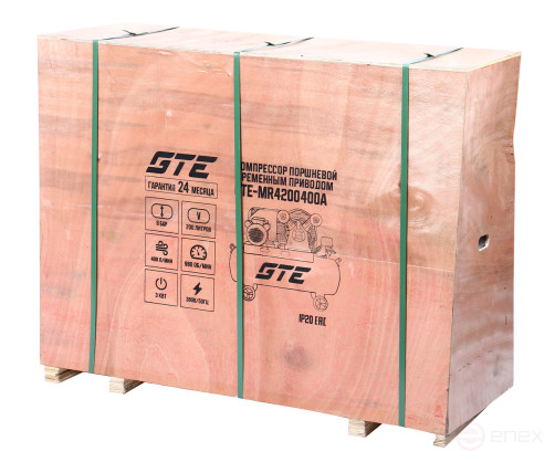 Pneumatic compressor 380V 3.0kW 8atm. 400L/min. receiver-200L piston belt GTE