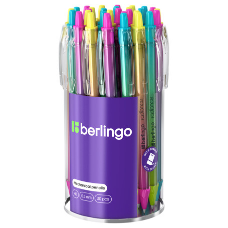 Mechanical pencil Berlingo "Radiance" 0.5 mm, with eraser, assorted