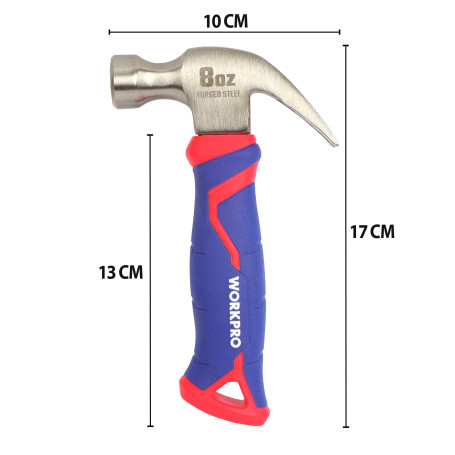 Carpentry Hammer with fiberglass Handle 225g Short WP241008 WORKPRO