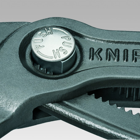 KNIPEX COBRA® adjustable pliers with lock, 42 mm (1 1/2"), turnkey 36 mm, L-180 mm, gray, 2-k handles