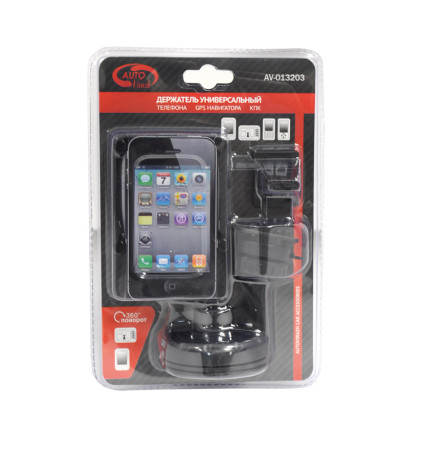 Universal holder for phone, DVR, GPS navigator, radar detector, tablet and other metal, 360°