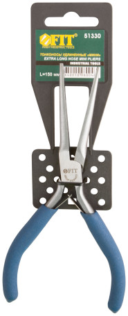 Thin-nosed "mini" elongated, blue handles 150 mm