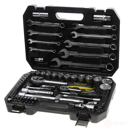 Набор инструмента ER-80082 1/4"&1/2"DR 6-гранный 82 предмета ЭВРИКА 1/3