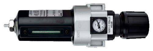 Filter and reducer with pressure gauge