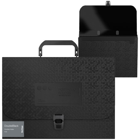 Briefcase folder 1 Berlingo "DoubleBlack" A4 compartment, 250*335*40 mm, 1000 microns, black, with a pattern
