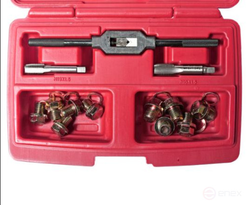 A set for repairing oil spillage holes of 12mm and 14mm in a JTC case