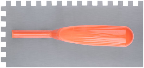 Гладилка стальная с пластиковой ручкой, 280х130 мм зубчатая, зуб 10х10 мм