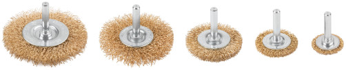 Набор щеток для дрели, 5 шт. ("Плоские" 25,38,50,65,75 мм, латун. витая проволока, блистер, CUTOP Profi)