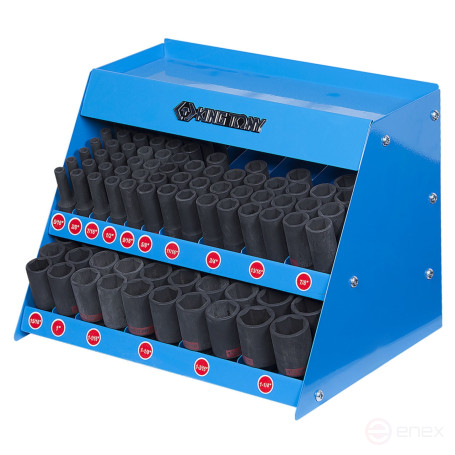 Stand with impact deep end heads 1/2", 5/16"-1&1/4", 4435S series, 110 pieces KING TONY 4466SP