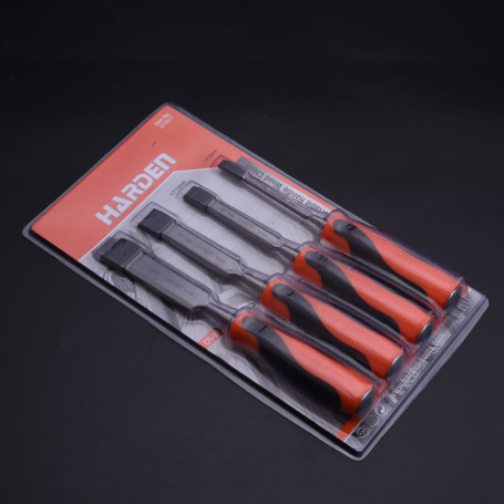 Set of chisels-chisels reinforced flat CRV, 4 pcs, 6-13-19mm, 25mm, two-piece.handle,metal backing//HARDEN