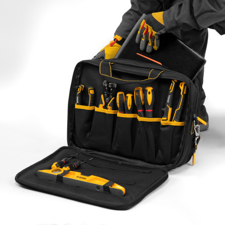 Tool carrier, 260x240x300 mm, 22 pockets, shoulder strap// Denzel