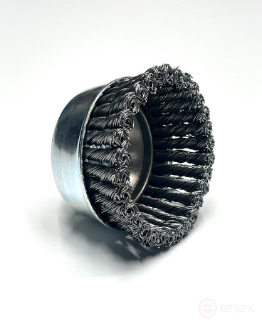 Щетка чашечная жгутовая, Д65 мм, ширина 6 мм, 30 жгутов, стальная прямая проволока STH 0,50 мм, посадка М10, высота ворса 20 мм