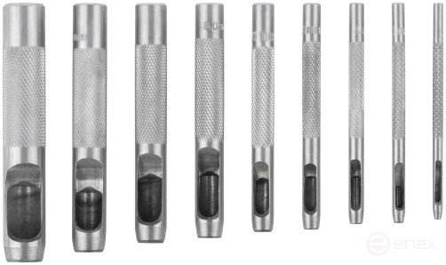 Пробойники для кожи, набор 9 шт. (отверстия 2-3-4-5-6-8-9-10-13 мм)