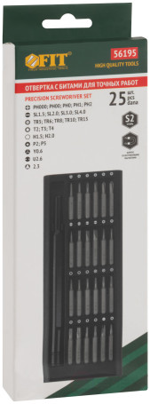 Screwdriver with bits for precision work, 24-bit S2 steel, aluminum case, Pro