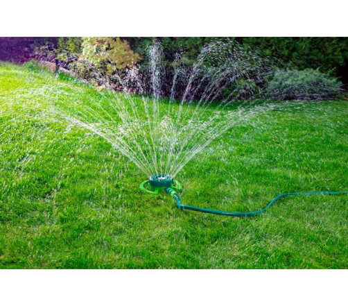 Garden sprinkler, 9 functions, plastic with metal irrigation systemstable base