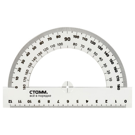 Protractor 12cm, 180° STAMM, polystyrene, transparent colorless