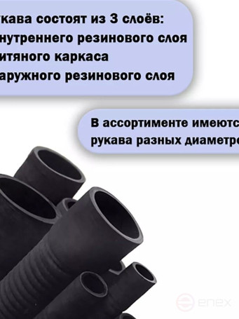 Резиновый шланг с нитяным усилением 65 мм, 1 метр