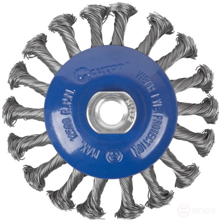 Щетка для УШМ, М14, тип "Тарелка", крученая проволока 0,5 мм, 115 мм, CUTOP Profi